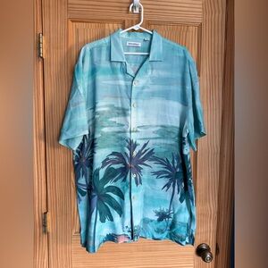 Caribbean Men's RoundTree & Yorke Aqua Tropical Button Down Shirt Size XL